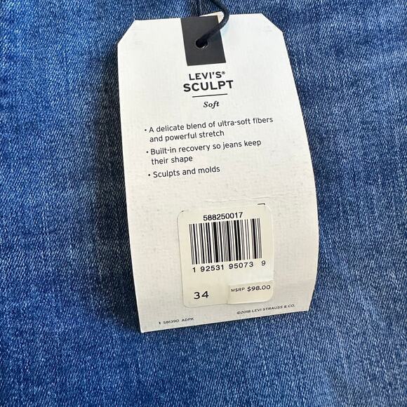 Levi's High Rise Straight Cropped Jeans - Soft - NEW- Size 34 - Picture 3 of 6